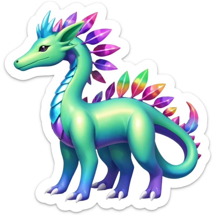 Shiny Colorful Iridescent Meganium-Amaura-Suicune-fakemon (full body) sticker