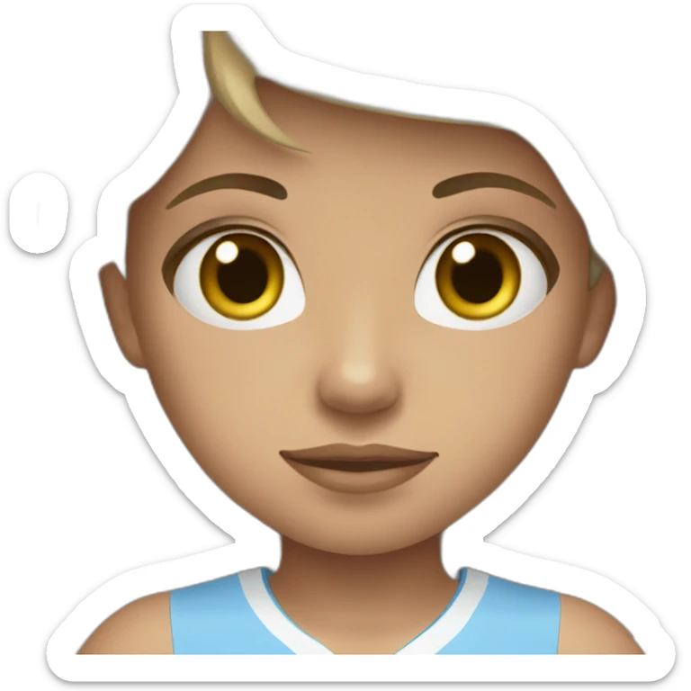 Little girl with brown hair and eyes wearing Manchester City football shirt sticker