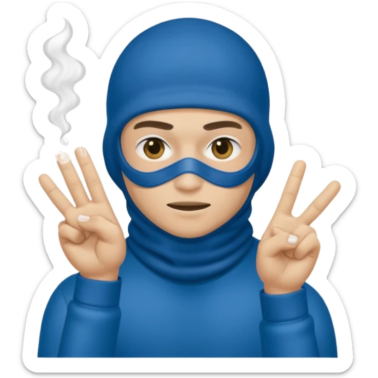 Peux tu me faire un policier gangster avec une cagoule qui fait des doigts shampooing sticker