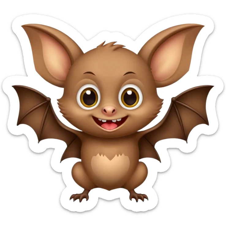 Cheeky little bat mascot for FC Rostov football club, mischievous expression, cute, playful, small bat with big smile sticker