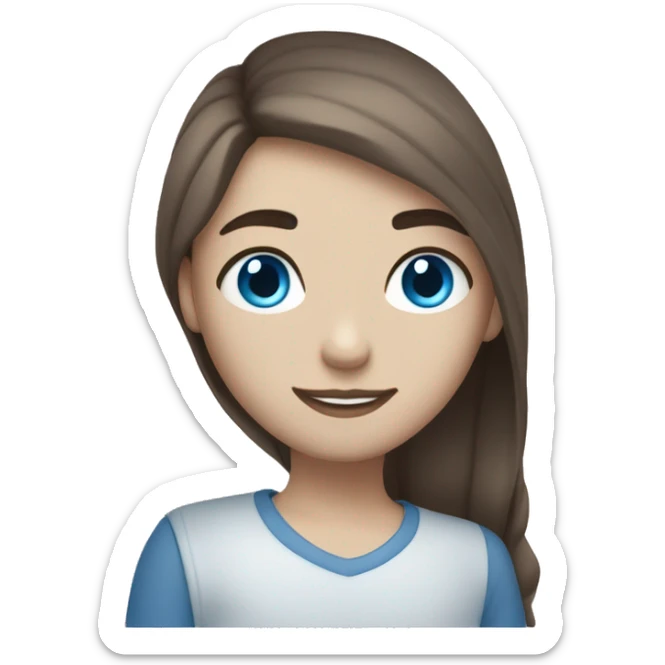 white skin girl with BLUE eyes and long dark brown hair hugging white skin boyfriend light brown hair with BLUE eyes. both have BLUE blue eyes. sticker