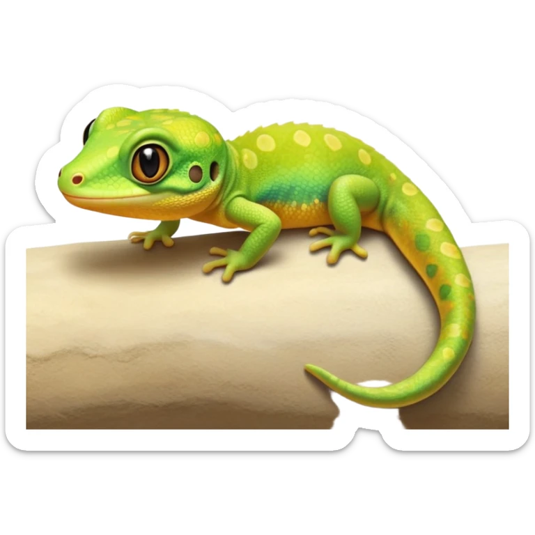 cinematic-cute-realistic gecko-portrait-emoji,-head-tilted-playfully-and-inquisitively,-featuring-a-small,-charming-body-with-smooth,-vividly-patterned-scales,-bright,-sparkling-eyes-and-delicate,-sticky-toe-pads,-simplified-yet-irresistibly-adorable sticker