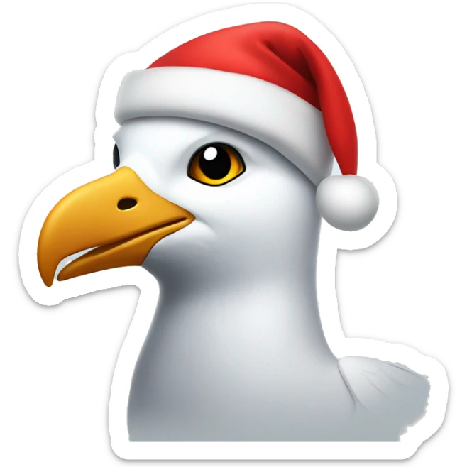 Seagull wearing a santa hat sticker