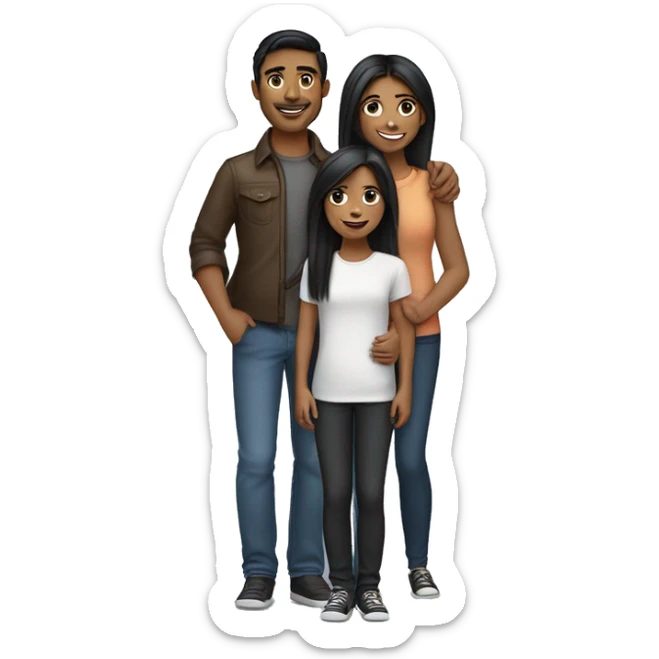 An emoji of a loving brother and sister, the sister being short with long straight hair, and the brother tall with black hair styled upward, broad shoulders, and both smiling warmly sticker