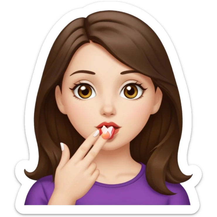 white girl with brunette hair and hazel eyes blowing a kiss sticker