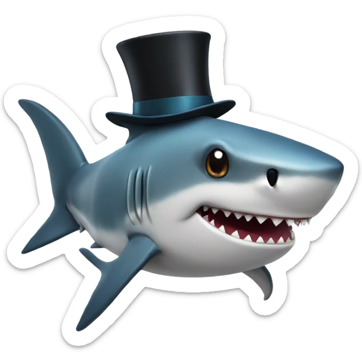 Shark with a top hat sticker