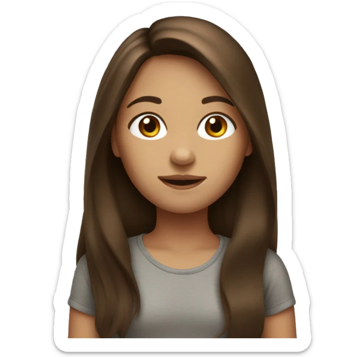 Long brown hair girl sticker