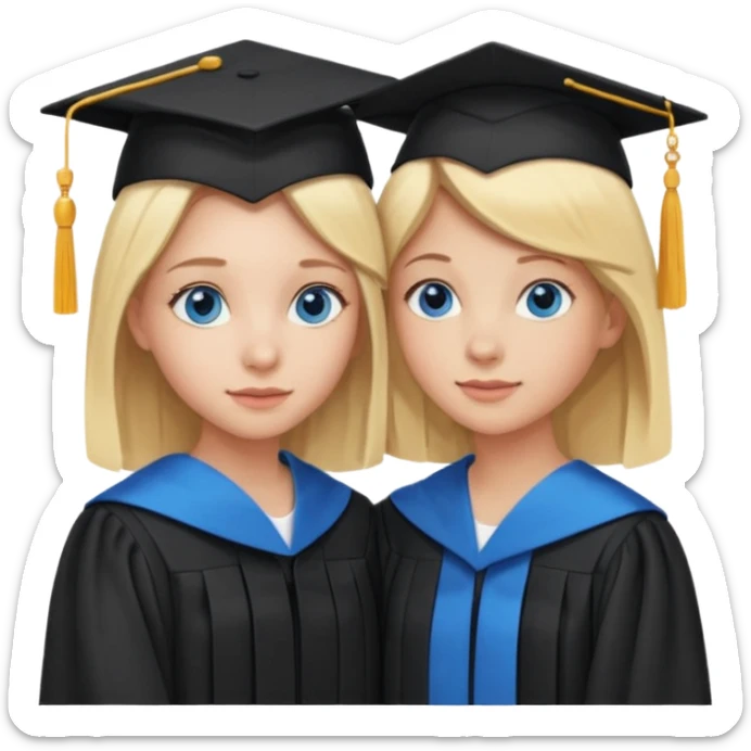 Educated and proud masters graduate with blue eyes blonde hair add her daughter who is also graduating sticker