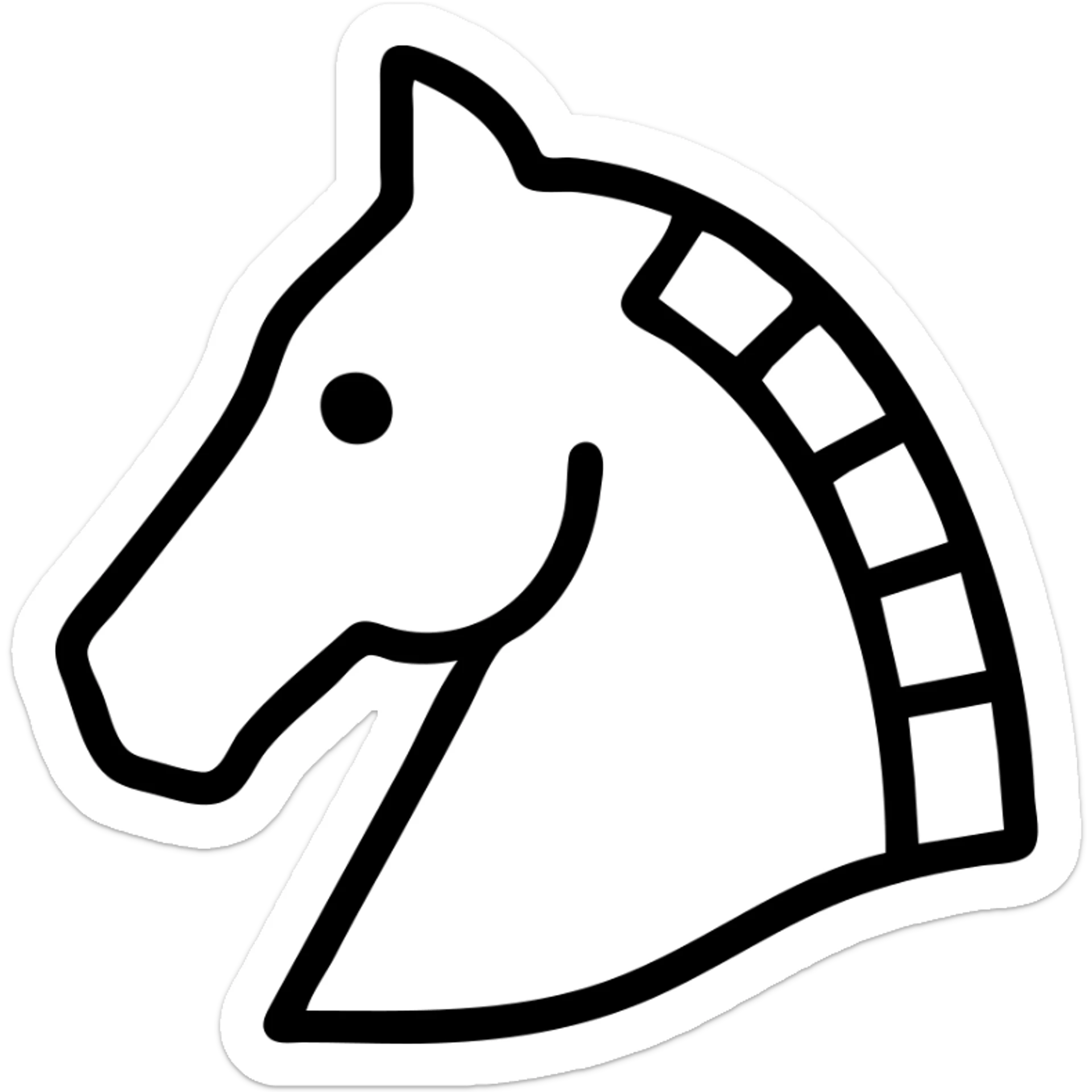 Hermes horse head, classic luxury brand style, black outlined icon style, no fill, elegant and timeless sticker