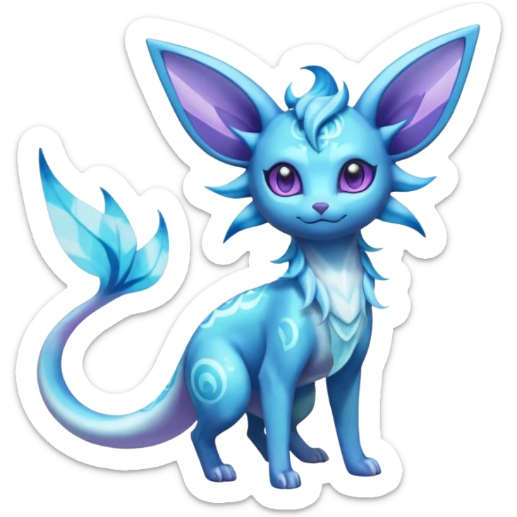 Shiny Nebulae Espeon-Lumineon-Vaporeon-Amaura-Glaceon-Dragonair-Fakémon-hybrid-creature (full body)  sticker