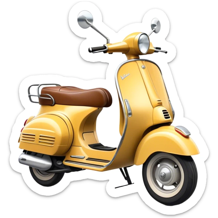 Cinematic Realistic Vespa Pop Culture Emoji, depicted as a sleek vintage scooter symbolizing Italian style rendered with dynamic detail and retro lighting. sticker