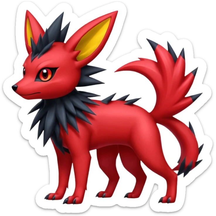  Shiny edgy red Zorua-Umbreon-Salandit-Jolteon-fusion sticker