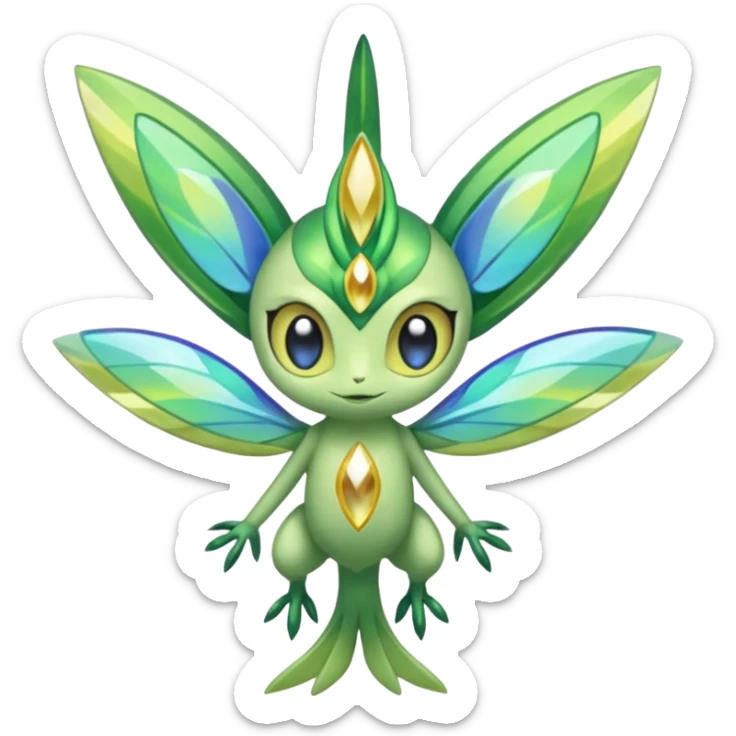Shiny Aural Keldeon-Celebi-Helioptile-Heliolisk-Fakémon-fusion (full body) sticker