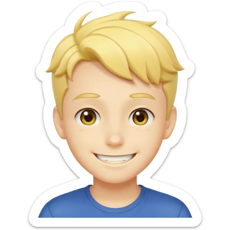 super cute anime pleading eyes classic yellow boy face cheesy smile bigger smile and thicker eyebrows  sticker