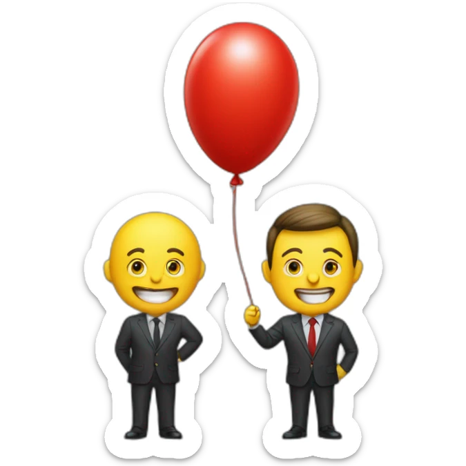 Zelensky shows an emoji with the meaning of victory and a red balloon next to it sticker