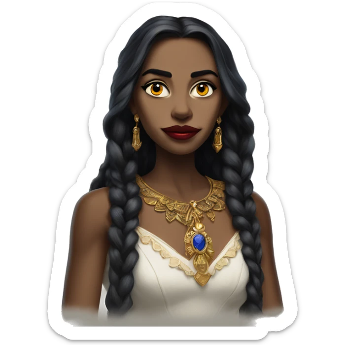 US president Jasmine in Warcraft style, oil paint, mysterious eyes, intricate lips, masterpiece pose, odd perspective, beautiful, desirable, logical, midsommar, ikea sticker