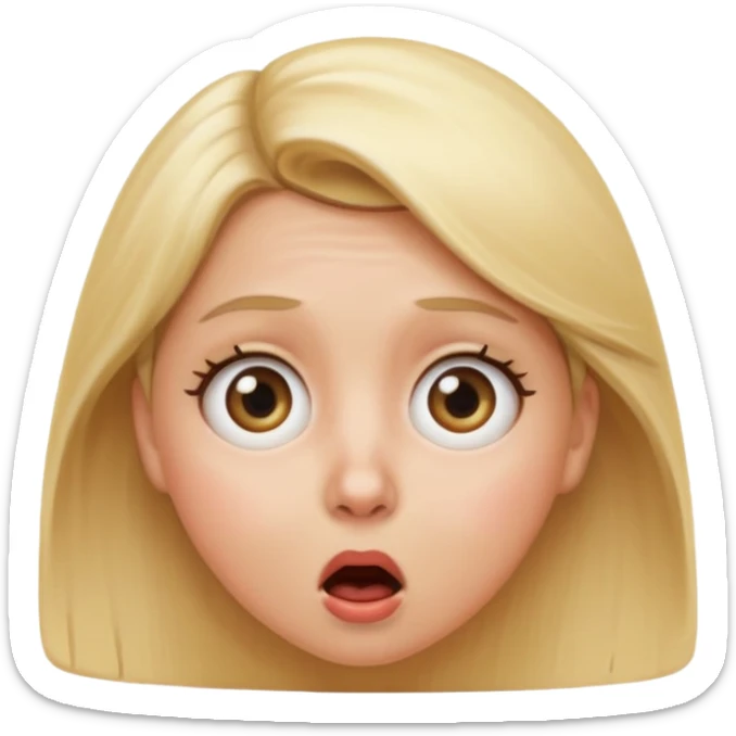 shocked blonde emoji, apple emoji style, round face, wide eyes, surprised expression, simple, no text sticker