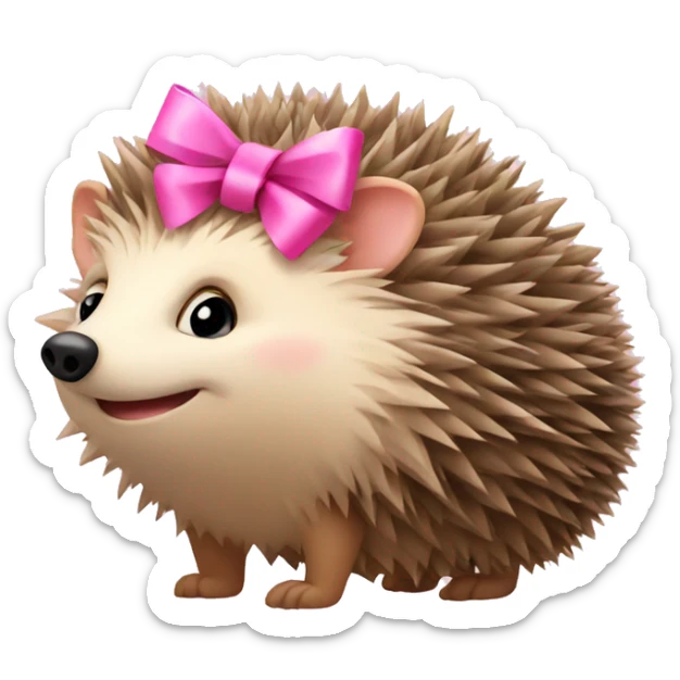 hedgehog with a pink bow sticker