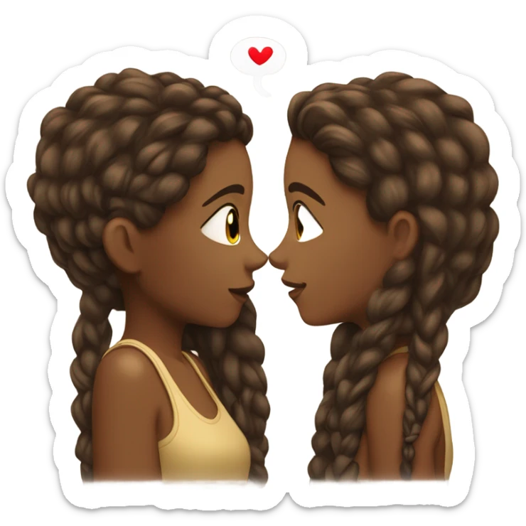 brown girl with brown hair kissing brown girl with brown dreads sticker