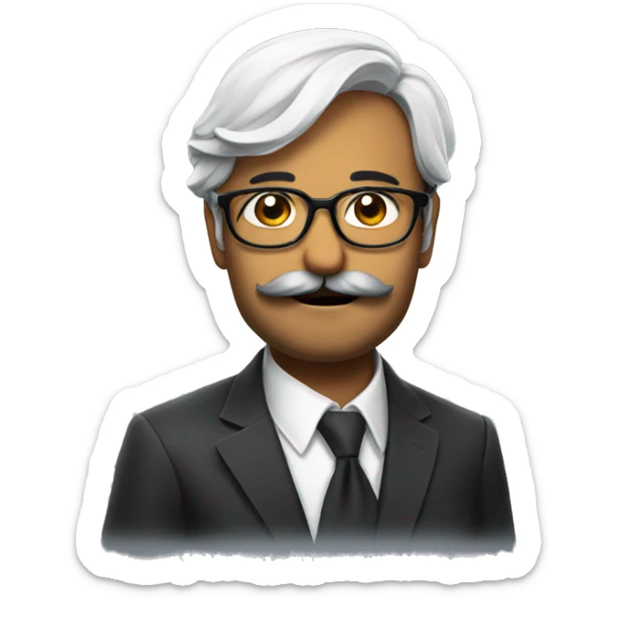emoji with glasses and moustache, look of dhanush from jagame thandira sticker