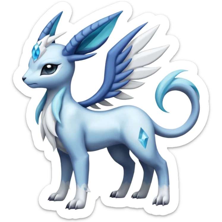 Absol-Meloetta-Glaceon-Dialga-Suicune-fusion-animal-Fakémon-hybrid-creature sticker