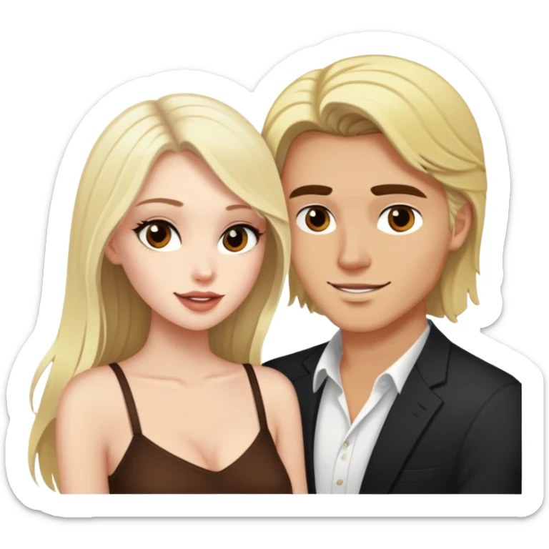 girl with long dark brown hair and pale skin flirting with a blonde man at the club sticker