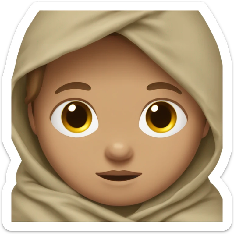 Newborn boy light skin and brown hair swaddled in khaki blanket sticker