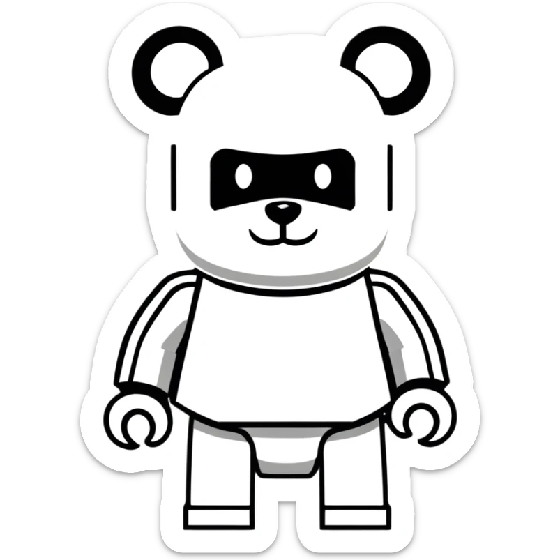 blocky Lego style bearbrick with X eyes, Lego brick joints, streetwear style, brand logos sticker