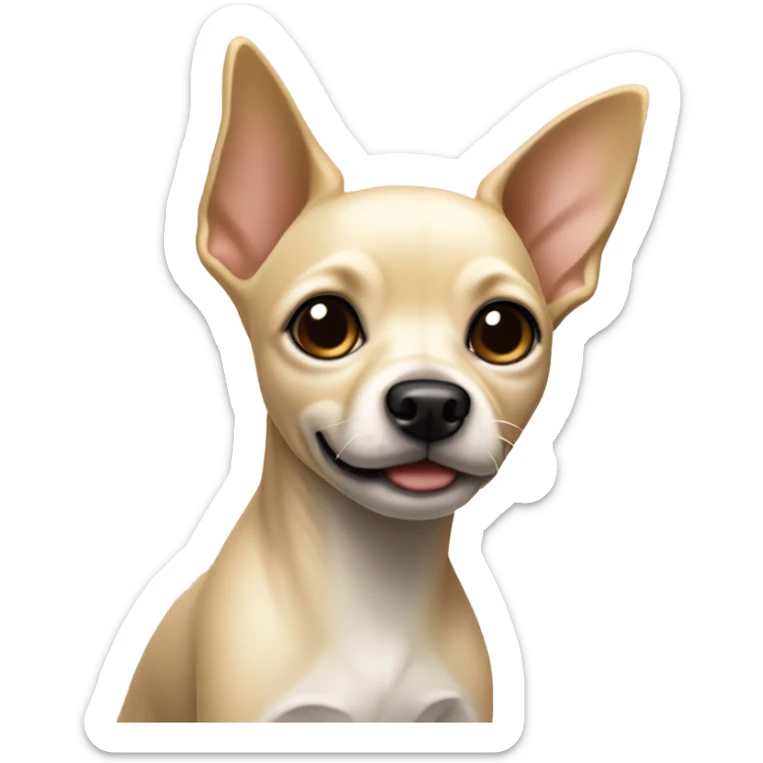 skinny little cream terrier dog pointy ear chihuahua  sticker