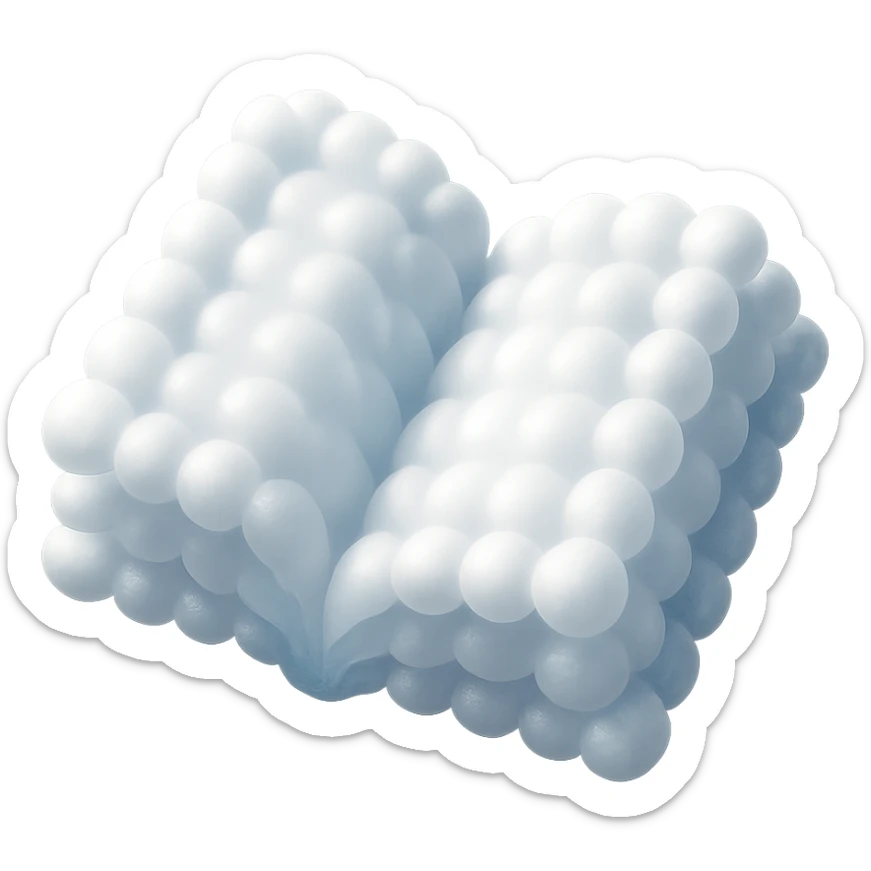 top view of a thick open book made entirely of small, very bright white fluffy convex clouds, matte glass style, no background sticker