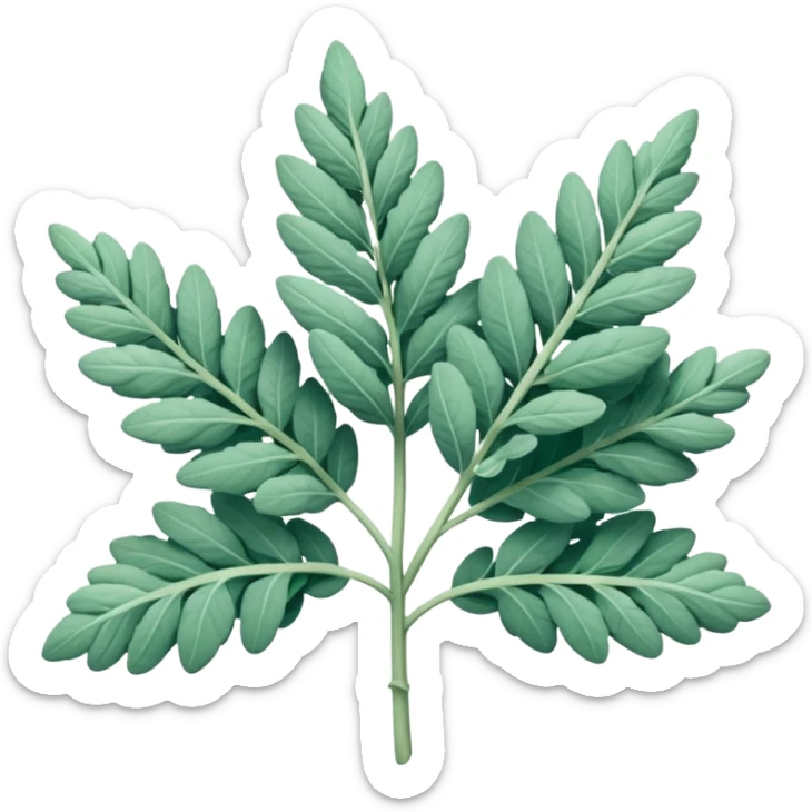 cluster of clary sage plant leaves in bluey green colour sticker
