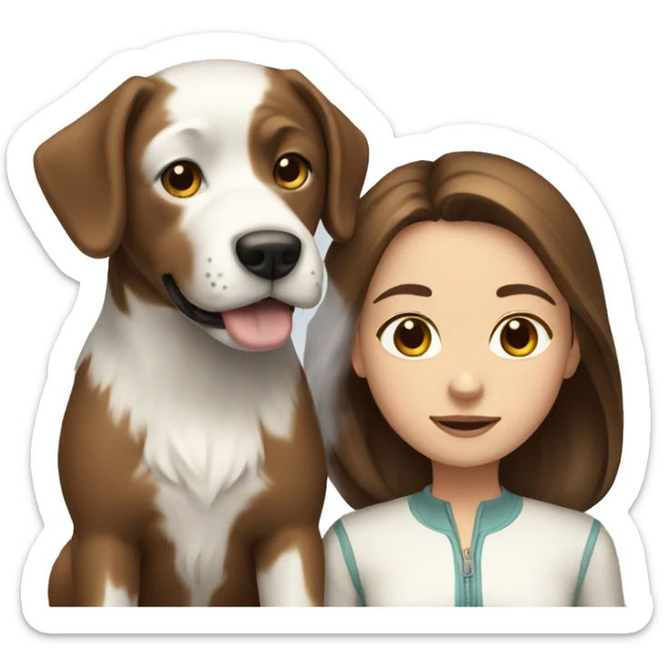 A Girl with Brown hair and a White dog sticker