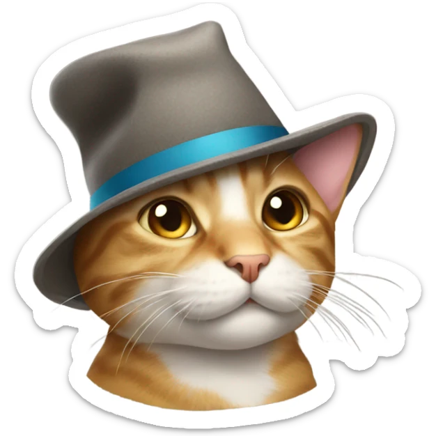 Cat wearing a hat sticker