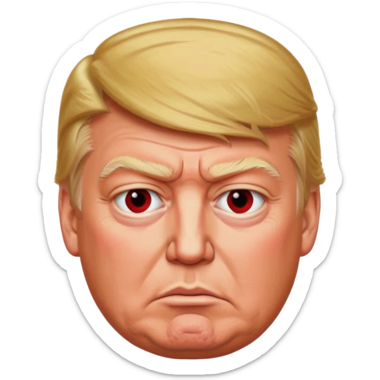 Donald Trump is very furious. Red with anger. photorealistic. high quiality  sticker