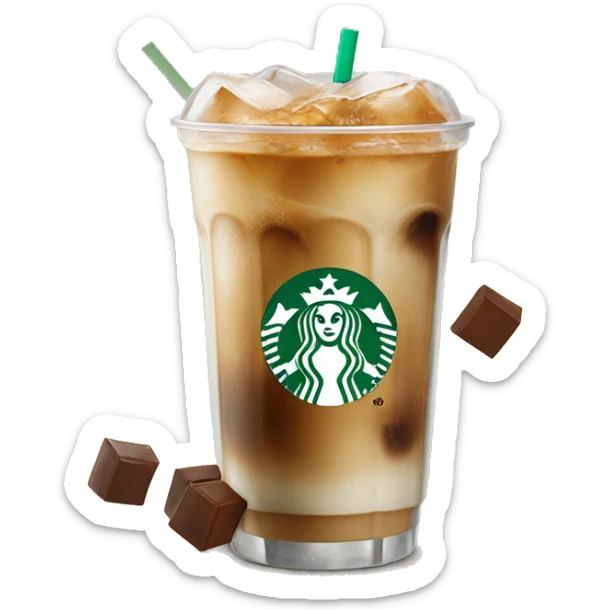 Starbuck ice coffee with ice cubes sticker