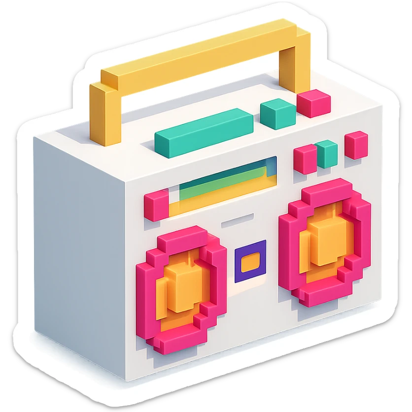 white boombox sticker