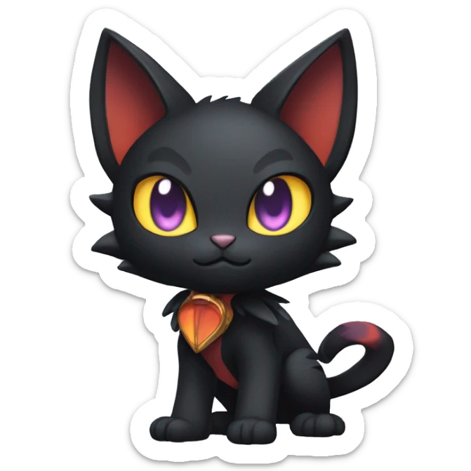 Cool Cute Edgy Black Dark Chibi Cat-Noibat-Noivern-Litten-Fakémon-hybrid sticker