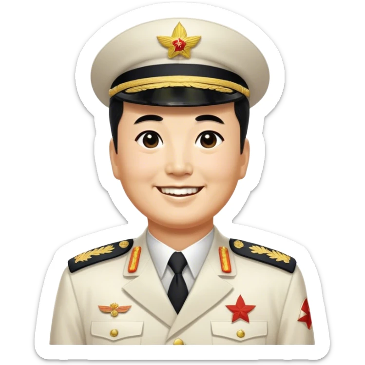 Emoji of General Kim il-sung wearing his white uniform and smiling  sticker