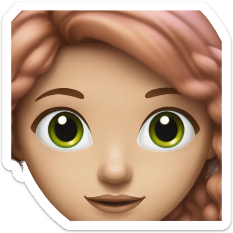 A brown-haired woman with green eyes as a mermaid, with the detail that she is pink. sticker