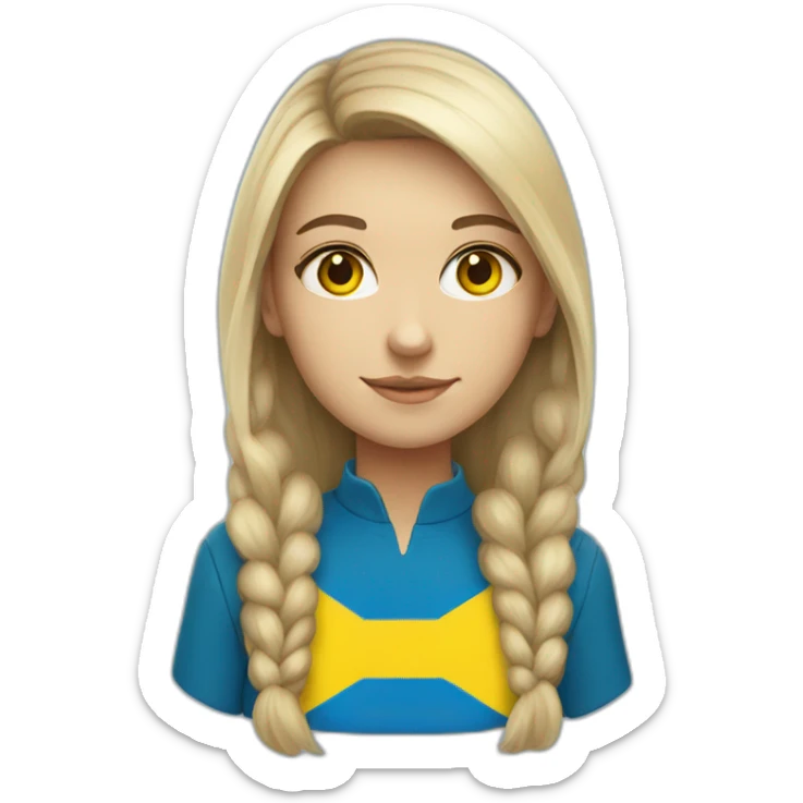 A Ukrainian student wearing the color of the Ukrainian flag sticker