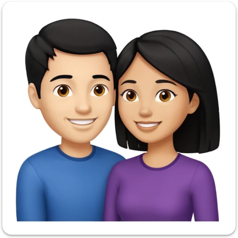 light skin black hair woman talking with a light skin black hair man, we're face to face and happy sticker