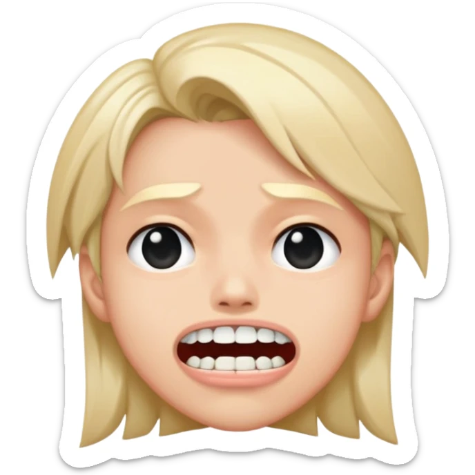 Super idol with a worried face but the upper teeth are sticking out and the background is pitch black and super idol is a staticky type of image sticker