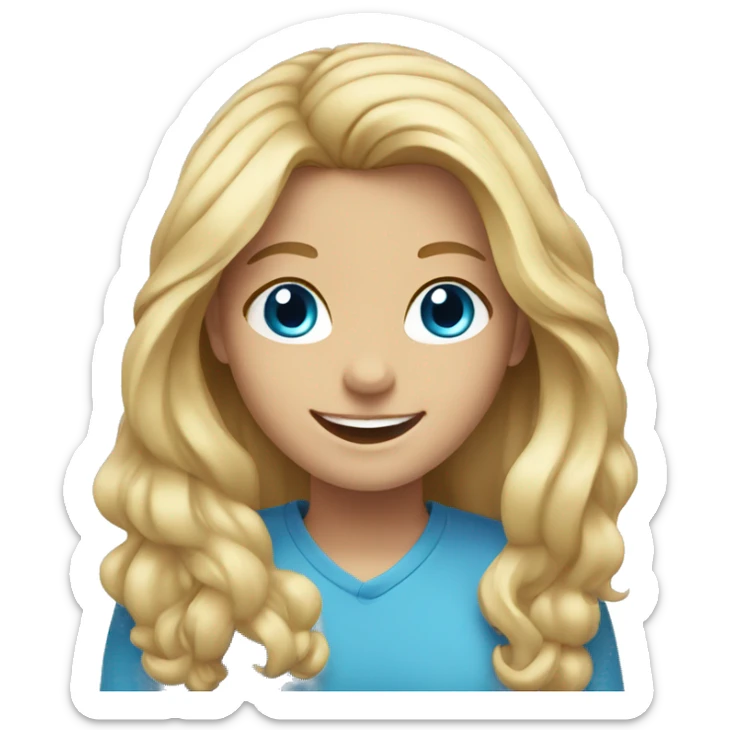 smiling girl with long blonde hair and blue eyes  sticker