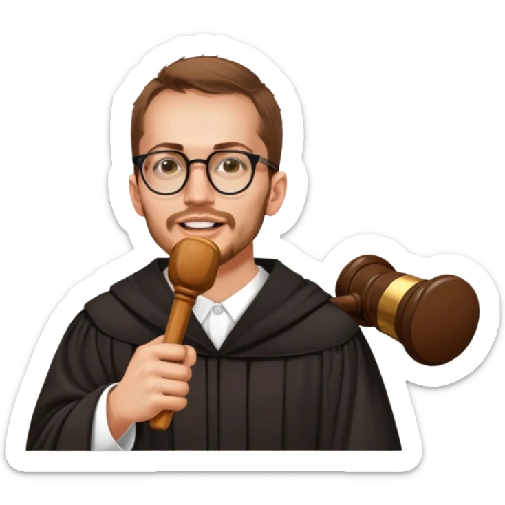 Wearing a judges robe and holding a gavel￼ sticker