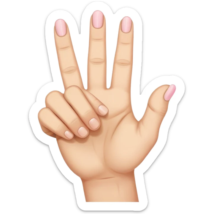 a fist with only three fingers straight - THUMB, MIDDLE FINGER AND A PINKY FINGER. The pointer and the ring finger are crossed down. sticker