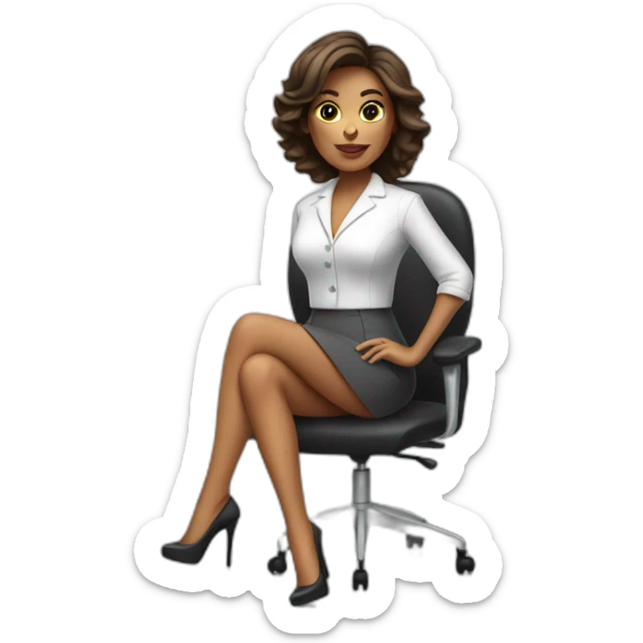 Business woman with short skirt and high heels sitting on chair sticker