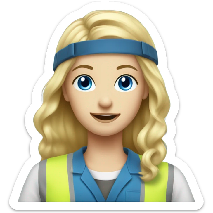 blonde hair blue eyed girl electrician  sticker