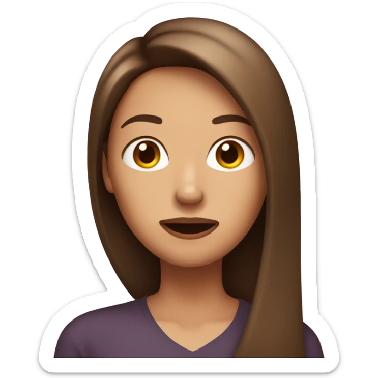 Emoji brown-haired woman with long straight hair with her index in front of her mouth sticker