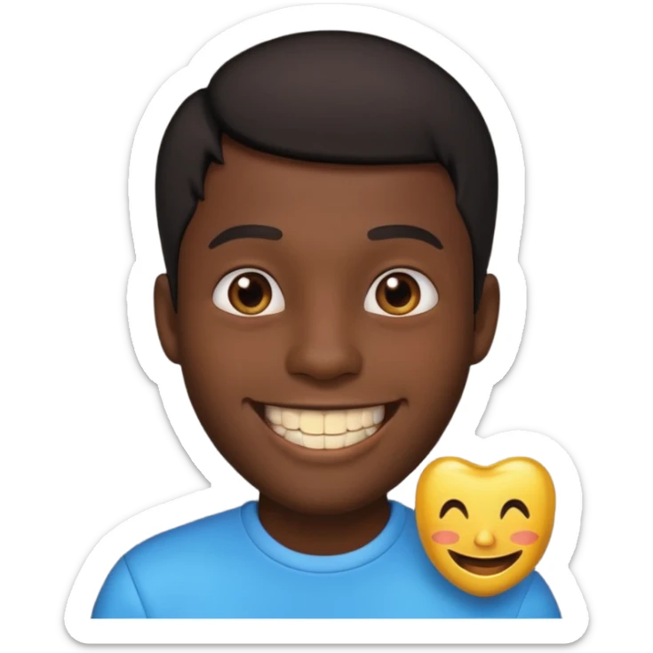 Isso agora faca esse emoji masculino com um cabelo preto baixo e um sorriso com um dente de ouro sticker