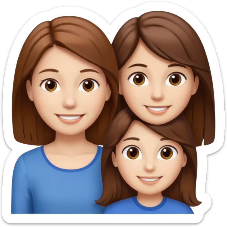 Woman with brown hair and boy and girl sticker